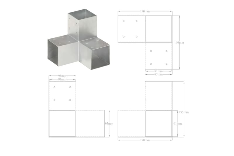 Stolpesko Y-form galvanisert metall 91x91 mm - Hus & oppussing - Innsynsbeskyttelse & innhegning - Gjerde