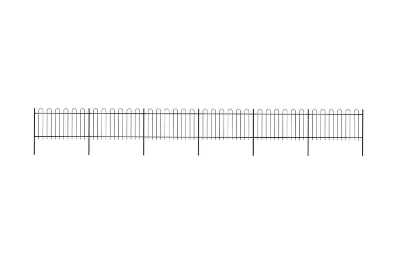 Hagegjerde med buet topp 10,2x1 m stål svart - Svart - Smijernsgjerde & jerngjerde