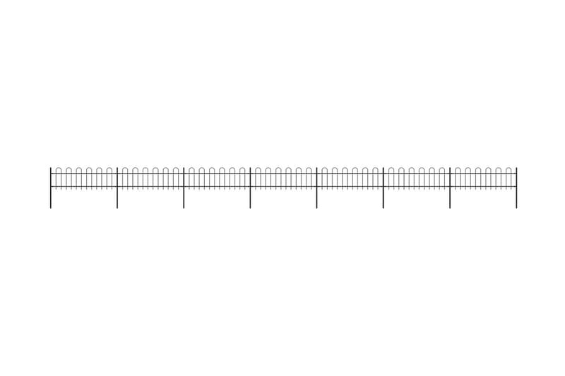 Hagegjerde med buet topp 11,9x0,6 m stål svart - Svart - Smijernsgjerde & jerngjerde