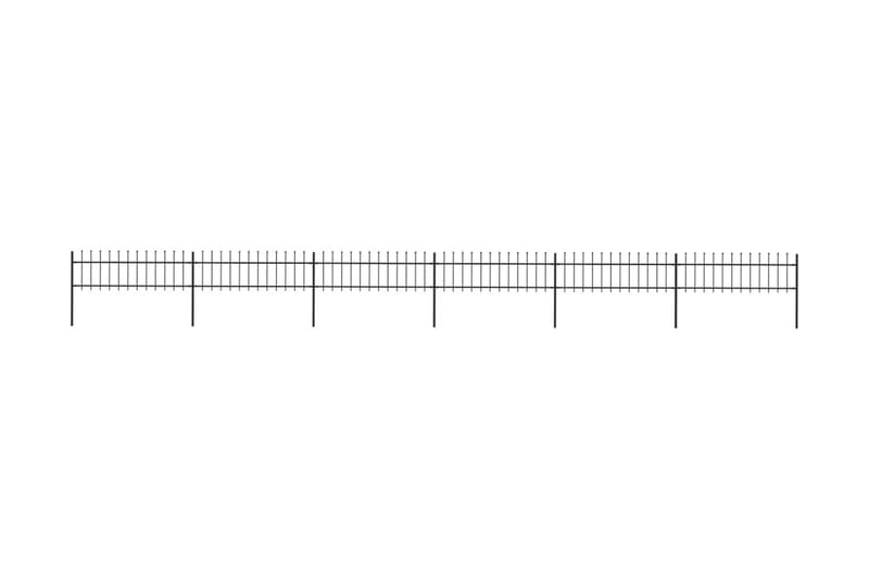 Hagegjerde med buet topp stål 10,2x0,6 m svart - Svart - Smijernsgjerde & jerngjerde