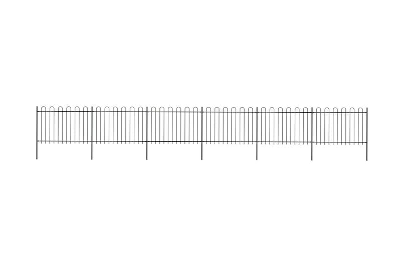 Hagegjerde med buet topp stål 10,2x1,2 m svart - Svart - Smijernsgjerde & jerngjerde