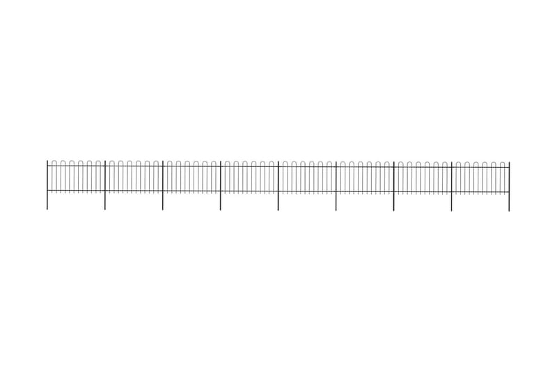 Hagegjerde med buet topp stål 13,6x1 m svart - Svart - Smijernsgjerde & jerngjerde