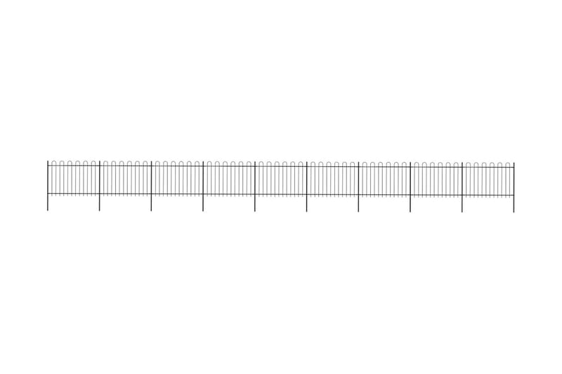 Hagegjerde med buet topp stål 15,3x1,2 m svart - Svart - Smijernsgjerde & jerngjerde