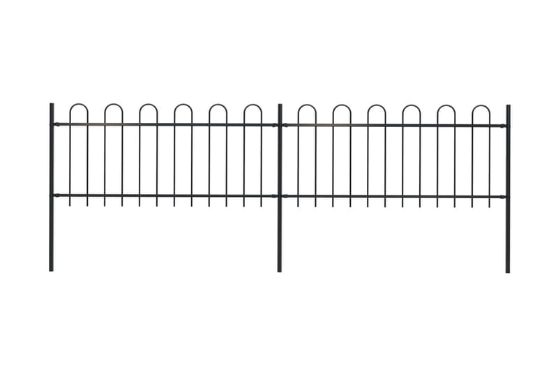 Hagegjerde med buet topp stål 3,4x0,8 m svart - Svart - Smijernsgjerde & jerngjerde