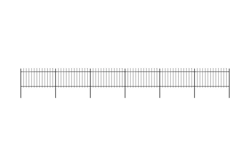 Hagegjerde med spydtopp 10,2x1 m stål svart - Svart - Smijernsgjerde & jerngjerde