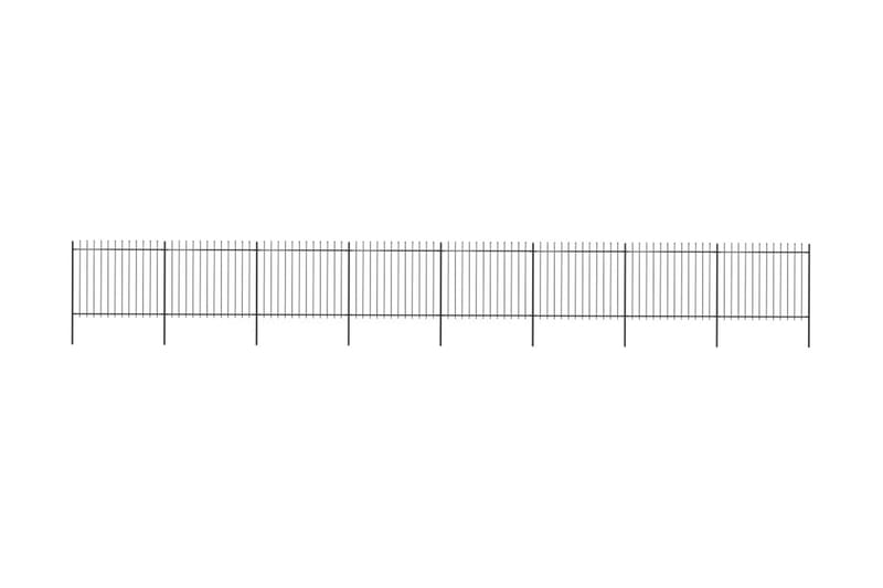 Hagegjerde med spydtopp 13,6x1,5 m stål svart - Svart - Smijernsgjerde & jerngjerde