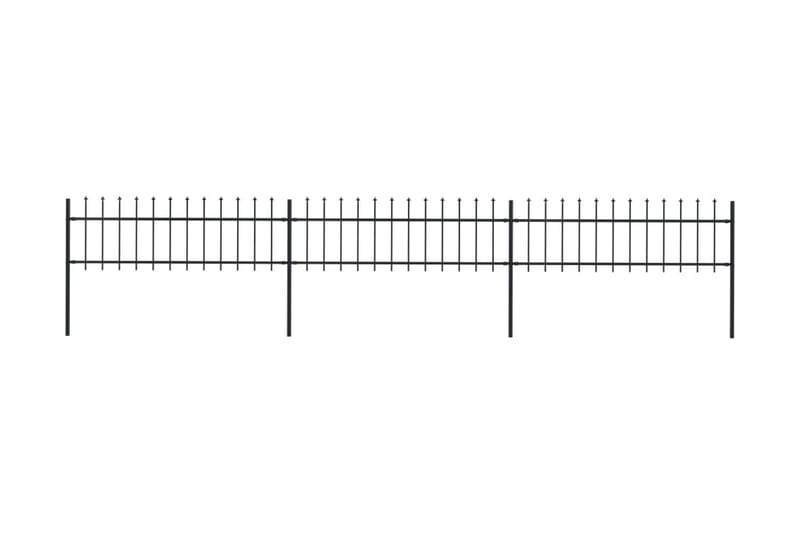 Hagegjerde med spydtopp 5,1x0,6 m stål svart - Svart - Smijernsgjerde & jerngjerde