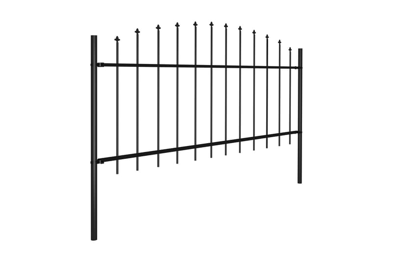 Hagegjerde med spydtopp stål (0,5-0,75)x10,2 m svart - Svart - Hus & oppussing - Innsynsbeskyttelse & innhegning - Gjerde