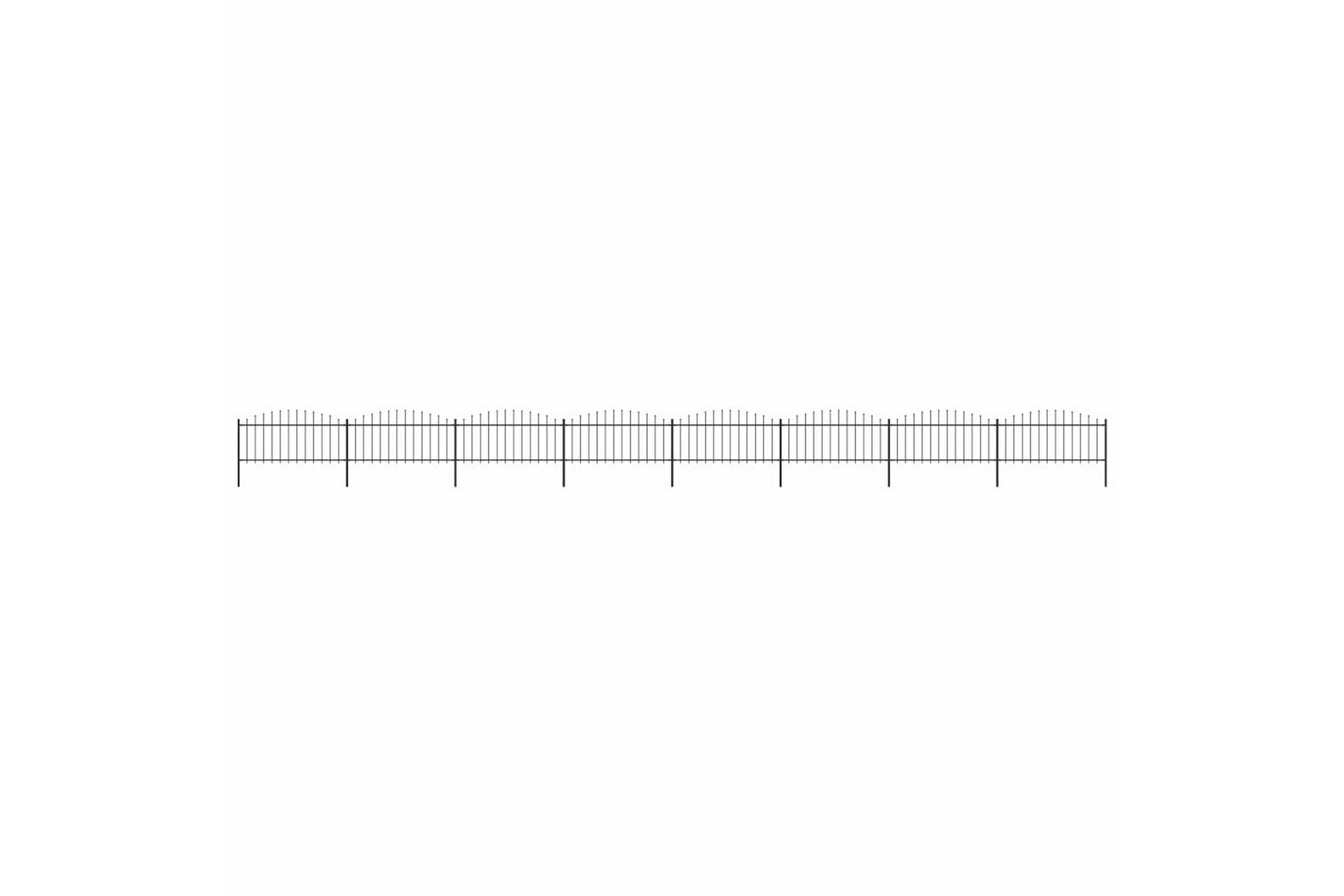 Hagegjerde med spydtopp stål (0,5-0,75)x13,6 m svart - Svart - Hus & oppussing - Innsynsbeskyttelse & innhegning - Gjerde