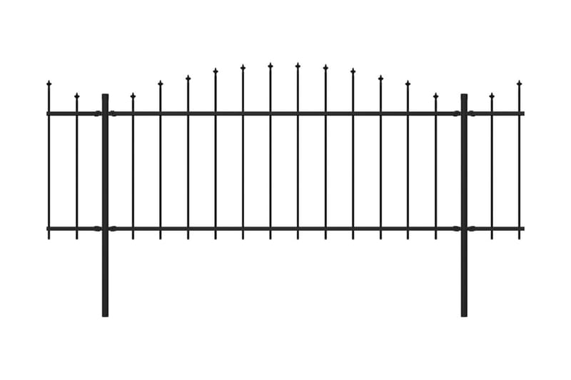 Hagegjerde med spydtopp stål (0,5-0,75)x3,4 m svart - Svart - Smijernsgjerde & jerngjerde
