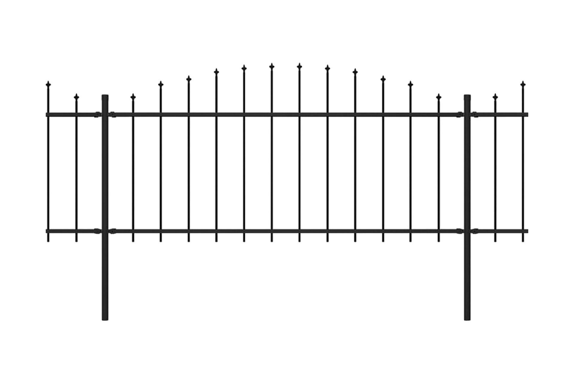 Hagegjerde med spydtopp stål (0,5-0,75)x6,8 m svart - Svart - Hus & oppussing - Innsynsbeskyttelse & innhegning - Gjerde