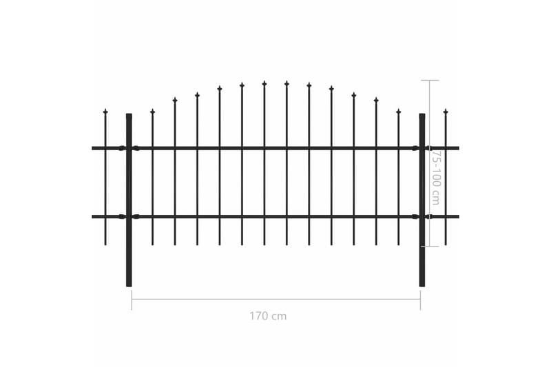 Hagegjerde med spydtopp stål (0,75-1)x10,2 m svart - Hus & oppussing - Innsynsbeskyttelse & innhegning - Gjerde