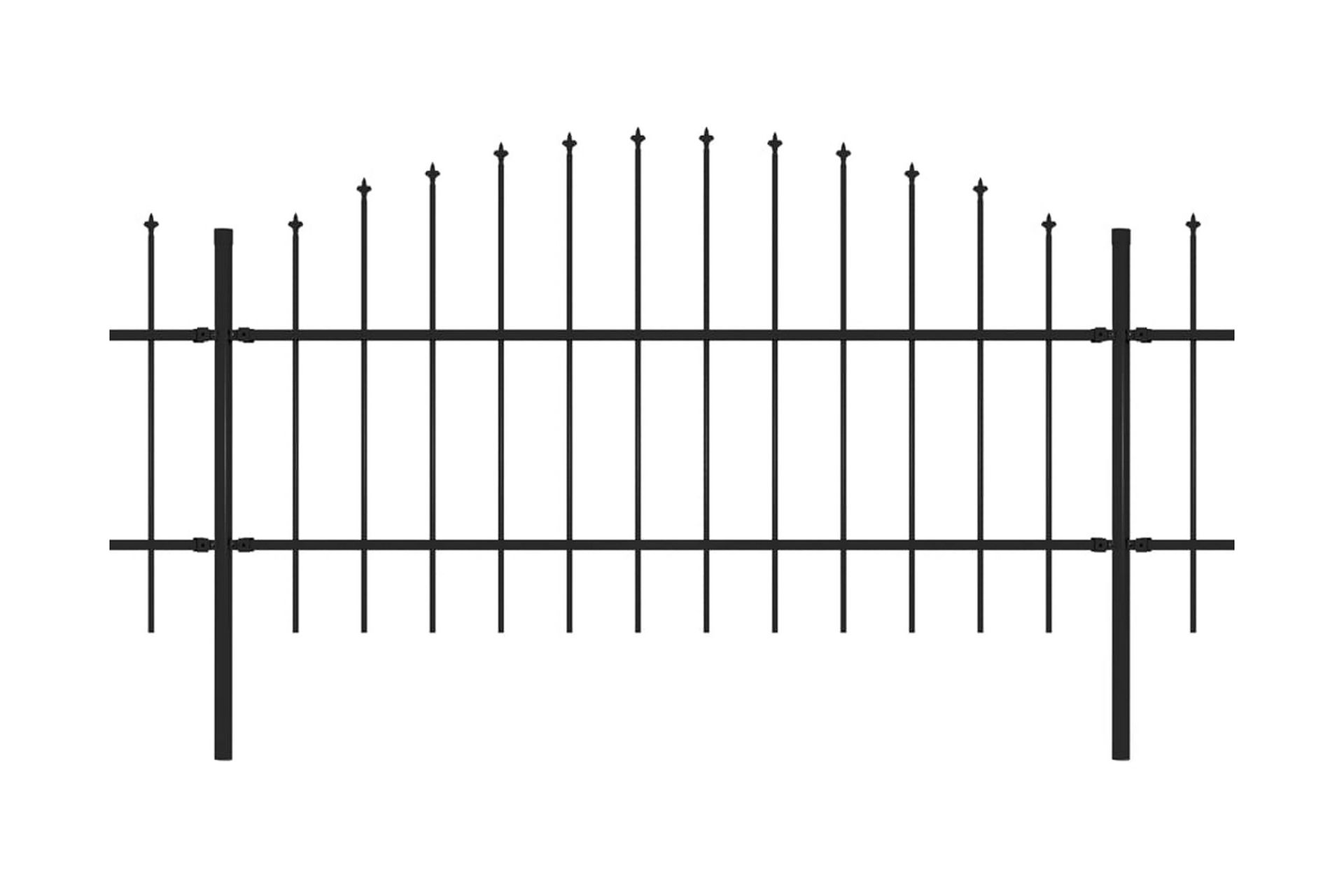 Hagegjerde med spydtopp stål (0,75-1)x8,5 m svart - Hus & oppussing - Innsynsbeskyttelse & innhegning - Gjerde