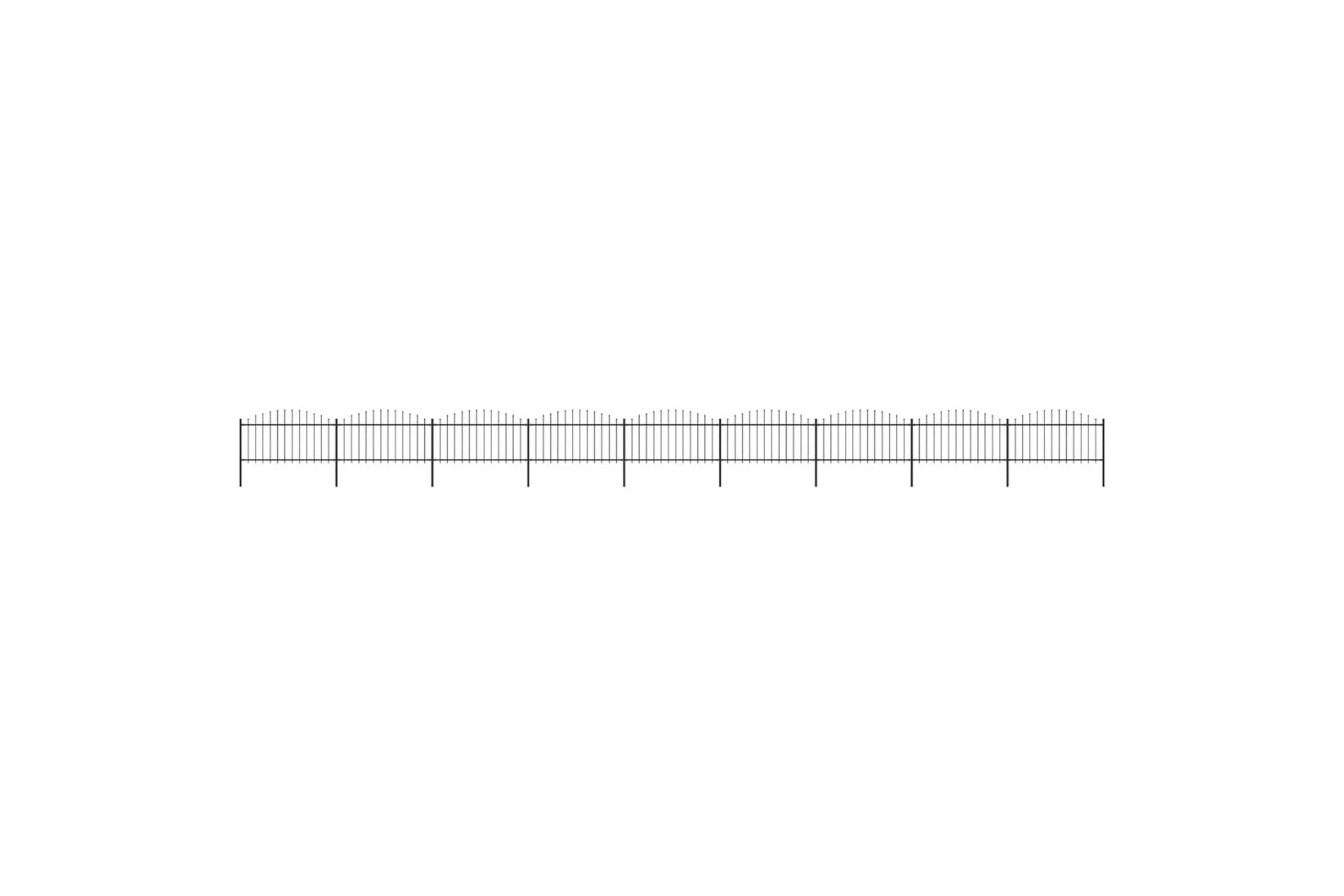 Hagegjerde med spydtopp stål (1,25-1,5)x15,3 m svart - Svart - Hus & oppussing - Innsynsbeskyttelse & innhegning - Gjerde
