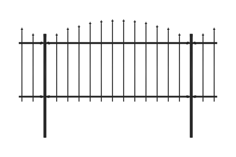 Hagegjerde med spydtopp stål (1,25-1,5)x6,8 m svart - Hus & oppussing - Innsynsbeskyttelse & innhegning - Gjerde