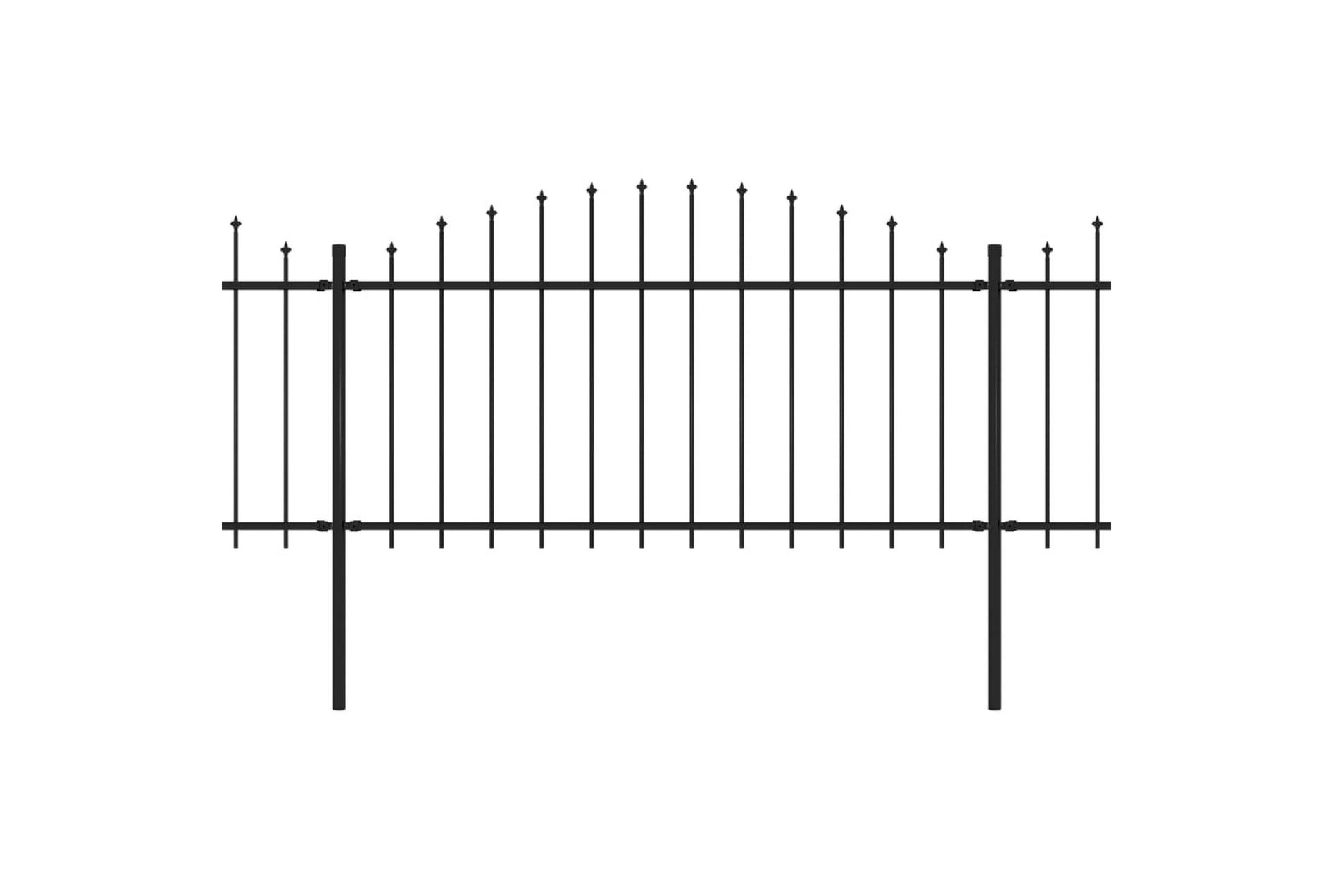 Hagegjerde med spydtopp stål (1,25-1,5)x8,5 m svart - Hus & oppussing - Innsynsbeskyttelse & innhegning - Gjerde