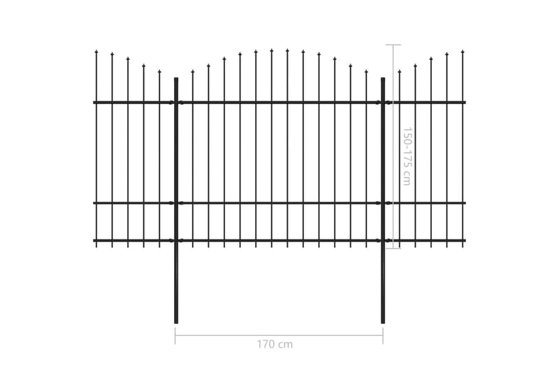 Hagegjerde med spydtopp stål (1,5-1,75)x13,6 m svart - Hus & oppussing - Innsynsbeskyttelse & innhegning - Gjerde
