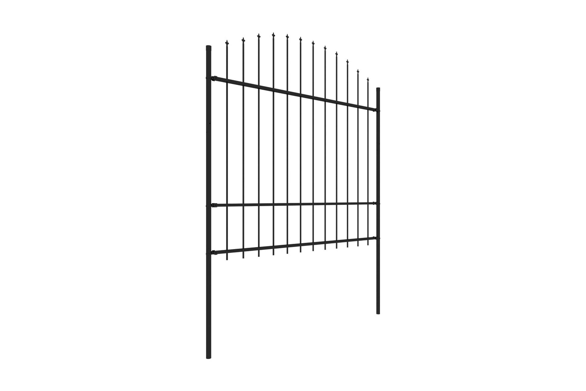 Hagegjerde med spydtopp stål (1,5-1,75)x3,4 m svart - Svart - Hus & oppussing - Innsynsbeskyttelse & innhegning - Gjerde