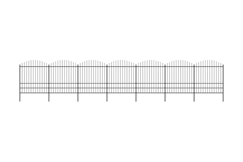 Hagegjerde med spydtopp stål (1,75-2)x11,9 m svart - Hus & oppussing - Innsynsbeskyttelse & innhegning - Gjerde