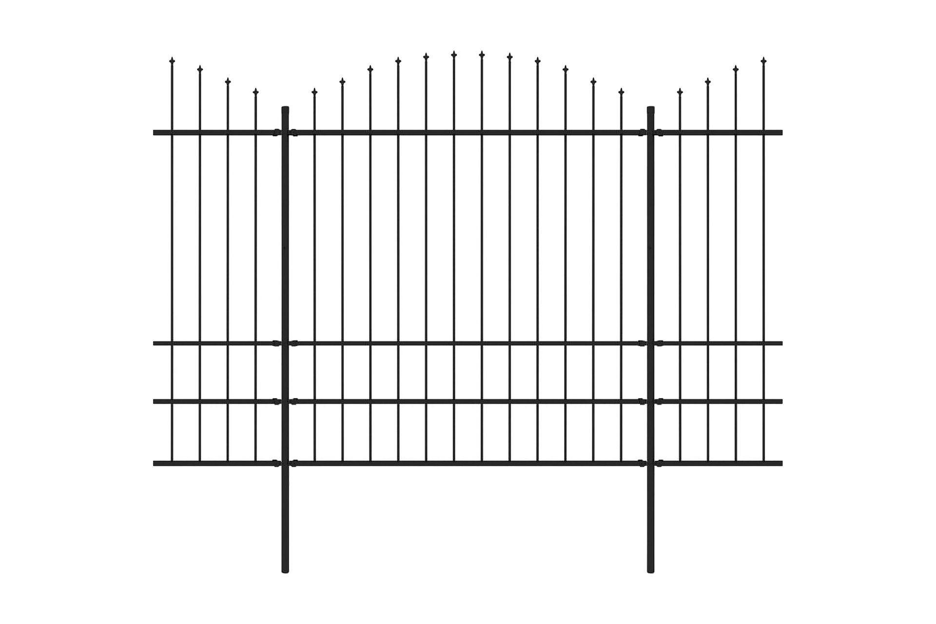 Hagegjerde med spydtopp stål (1,75-2)x13,6 m svart - Hus & oppussing - Innsynsbeskyttelse & innhegning - Gjerde