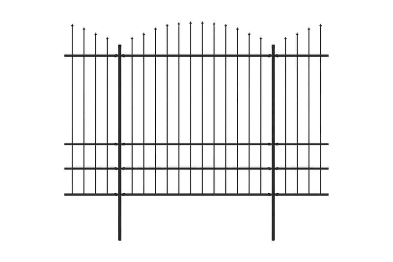 Hagegjerde med spydtopp stål (1,75-2)x13,6 m svart - Hus & oppussing - Innsynsbeskyttelse & innhegning - Gjerde