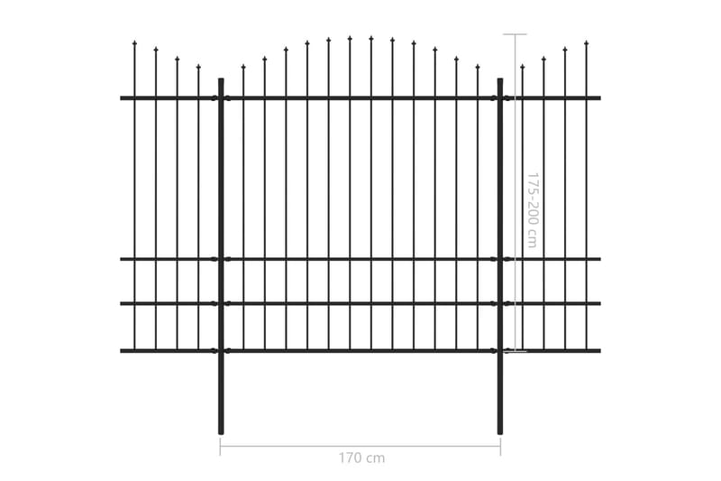 Hagegjerde med spydtopp stål (1,75-2)x3,4 m svart - Smijernsgjerde & jerngjerde
