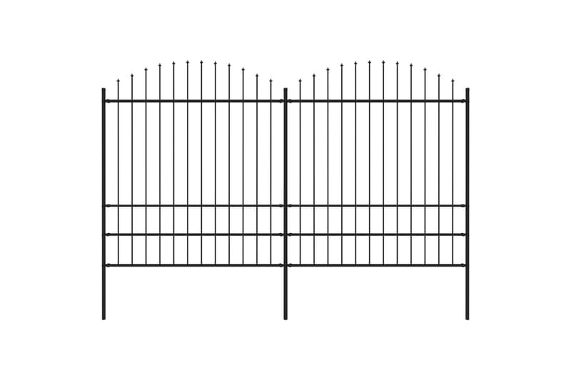 Hagegjerde med spydtopp stål (1,75-2)x3,4 m svart - Smijernsgjerde & jerngjerde