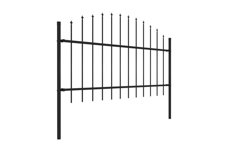 Hagegjerde med spydtopp stål (1-1,25)x1,7 m svart - Smijernsgjerde & jerngjerde