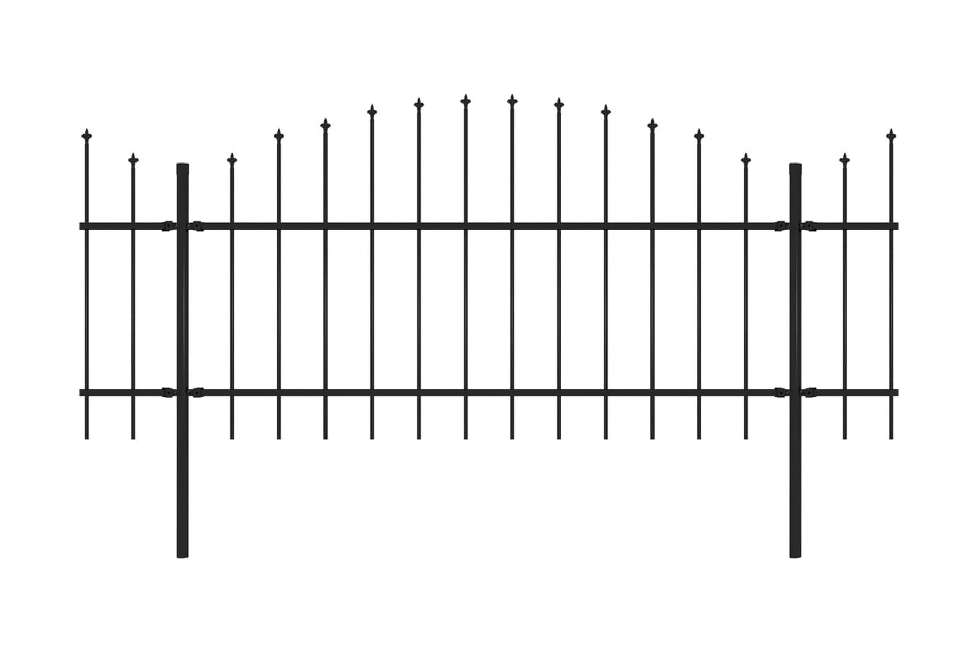 Hagegjerde med spydtopp stål (1-1,25)x13,6 m svart - Hus & oppussing - Innsynsbeskyttelse & innhegning - Gjerde