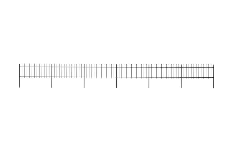 Hagegjerde med spydtopp stål 10,2x0,8 m svart - Svart - Smijernsgjerde & jerngjerde