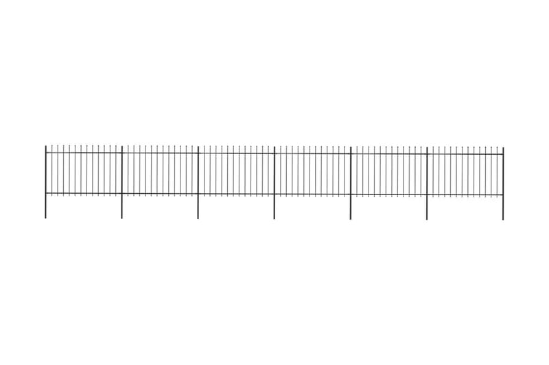 Hagegjerde med spydtopp stål 10,2x1,2 m svart - Svart - Smijernsgjerde & jerngjerde