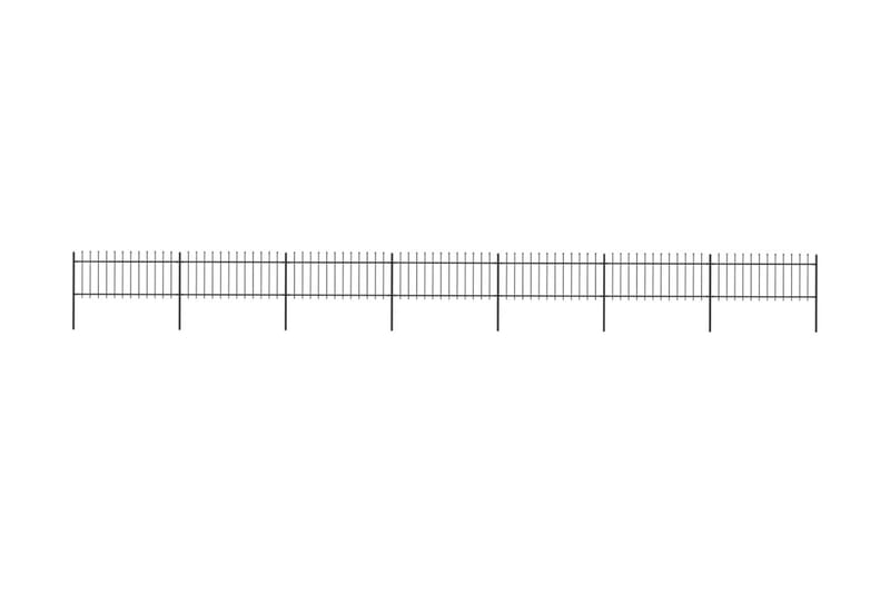 Hagegjerde med spydtopp stål 11,9x0,8 m svart - Svart - Smijernsgjerde & jerngjerde