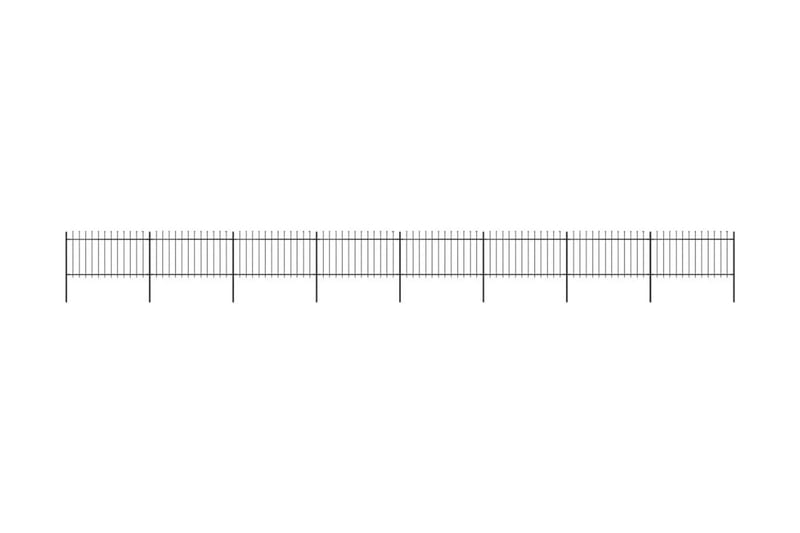 Hagegjerde med spydtopp stål 13,6x1 m svart - Svart - Smijernsgjerde & jerngjerde