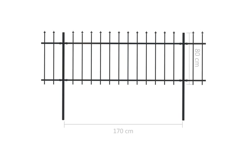 Hagegjerde med spydtopp stål 15,3x0,8 m svart - Smijernsgjerde & jerngjerde