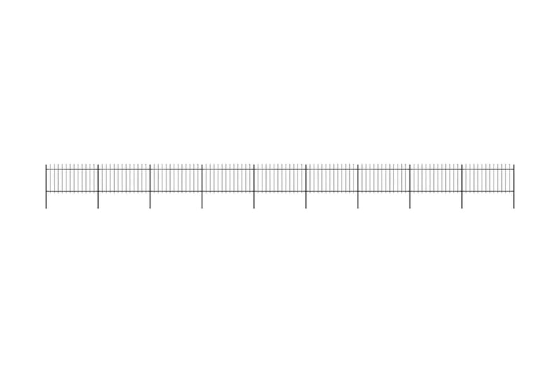 Hagegjerde med spydtopp stål 15,3x1 m svart - Svart - Smijernsgjerde & jerngjerde