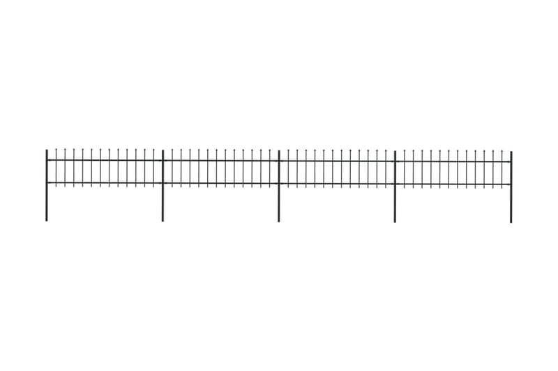 Hagegjerde med spydtopp stål 6,8x0,6 m svart - Svart - Smijernsgjerde & jerngjerde
