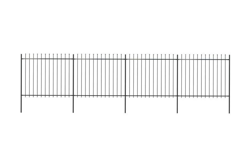 Hagegjerde med spydtopp stål 6,8x1,5 m svart - Svart - Smijernsgjerde & jerngjerde