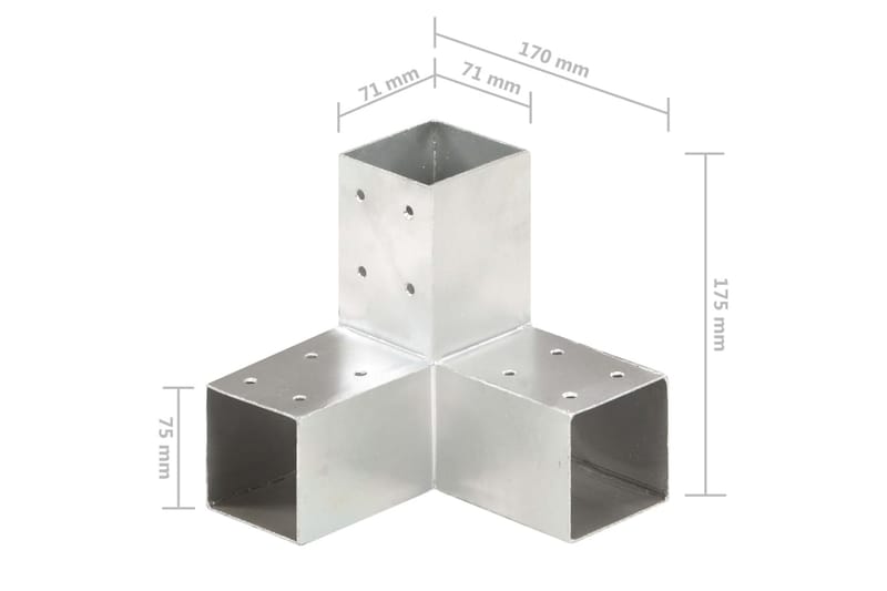 Stolpesko Y-form galvanisert metall 71x71 mm - Gjerdestolpe