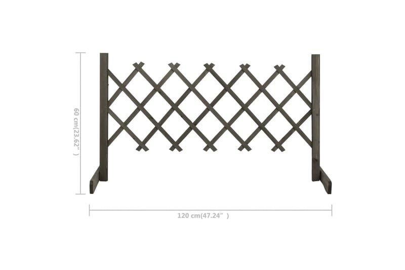 Espaliergjerde grå 120x60 cm heltre gran - Grå - Tregjerde