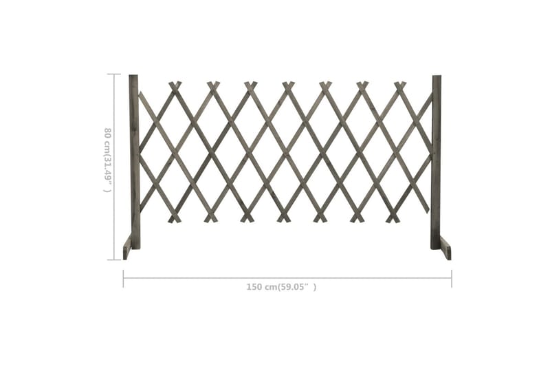 Espaliergjerde grå 150x80 cm heltre gran - Grå - Tregjerde