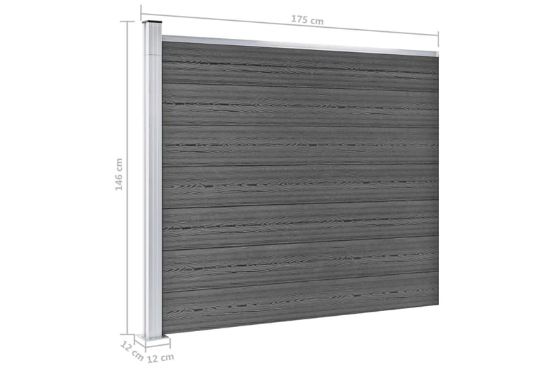 Gjerdepanel WPC 175x146 cm svart - Svart - Hus & oppussing - Innsynsbeskyttelse & innhegning - Gjerde