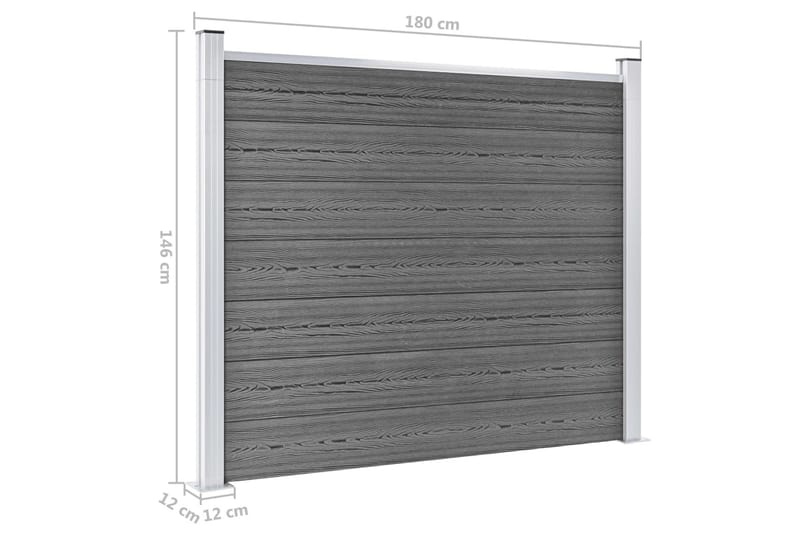Gjerdepanel WPC 180x146 cm grå - Grå - Hus & oppussing - Innsynsbeskyttelse & innhegning - Gjerde
