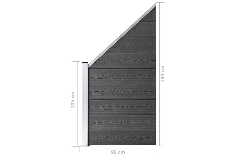 Gjerdepanel WPC 95x(105-180) cm svart - Svart - Hus & oppussing - Innsynsbeskyttelse & innhegning - Gjerde