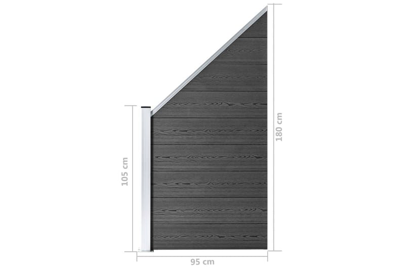 Gjerdepanel WPC 95x(105-180) cm svart - Svart - Tregjerde