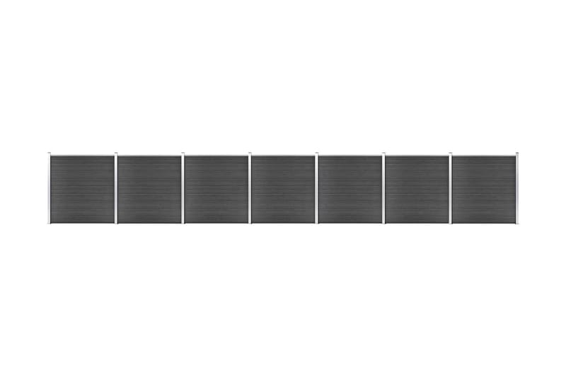 Gjerdepanelsett WPC 1218x186 cm svart - Svart - Tregjerde