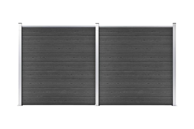 Gjerdepanelsett WPC 353x186 cm svart - Svart - Hus & oppussing - Innsynsbeskyttelse & innhegning - Gjerde