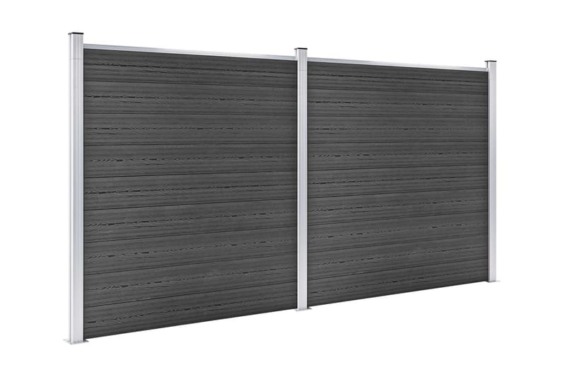 Gjerdepanelsett WPC 353x186 cm svart - Svart - Hus & oppussing - Innsynsbeskyttelse & innhegning - Gjerde