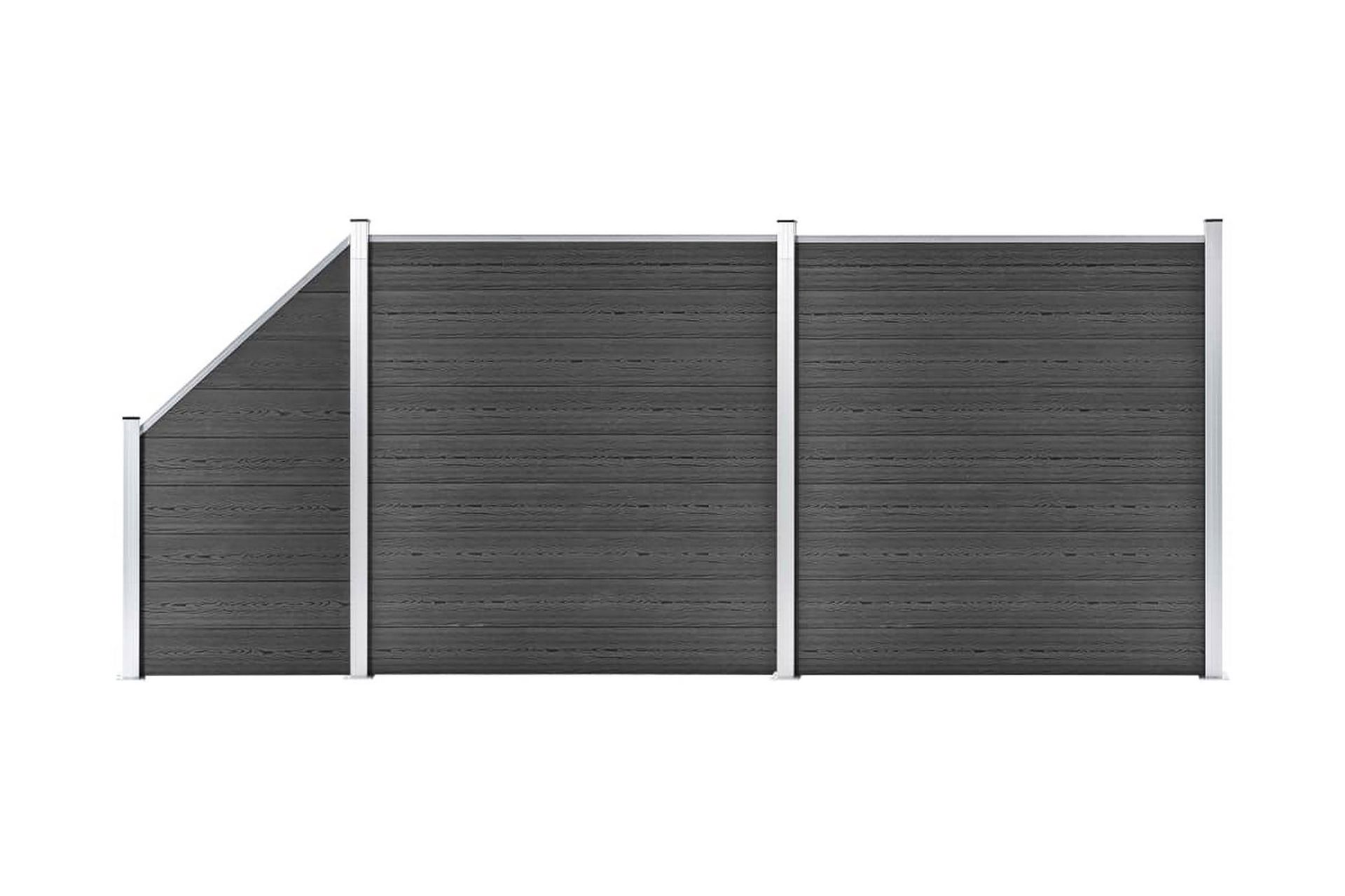 Gjerdepanelsett WPC 446x(105-186) cm svart - Svart - Hus & oppussing - Innsynsbeskyttelse & innhegning - Gjerde