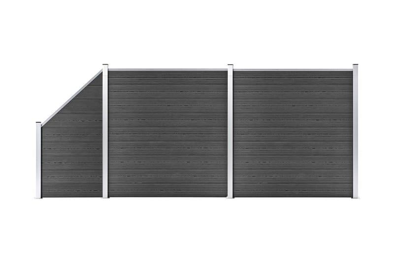 Gjerdepanelsett WPC 446x(105-186) cm svart - Svart - Hus & oppussing - Innsynsbeskyttelse & innhegning - Gjerde