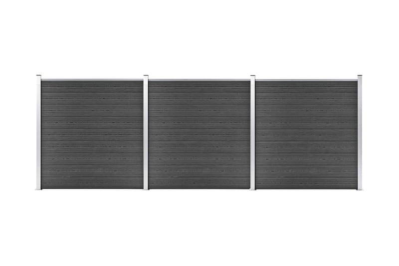 Gjerdepanelsett WPC 526x186 cm svart - Svart - Tregjerde